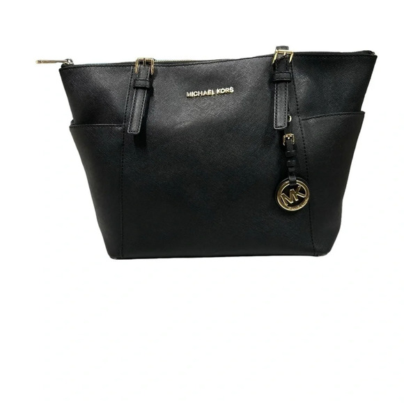 Micheal Kors Charlotte Jet Set Large Black Tote Gold Hardware‎ Saffiano Leather - Picture 2 of 15